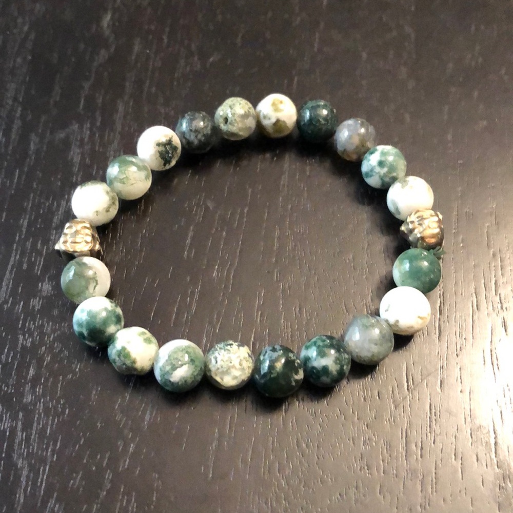 Tree agate bracelet with buddah accents